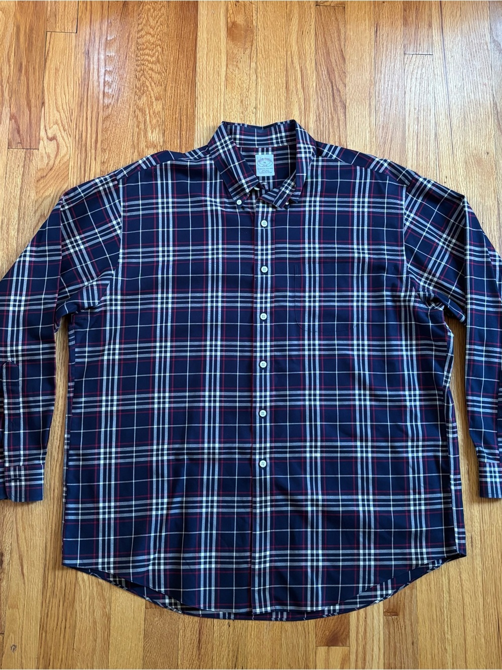 Brooks Brothers Navy, White & Red Plaid Button-Down Shirt XXL